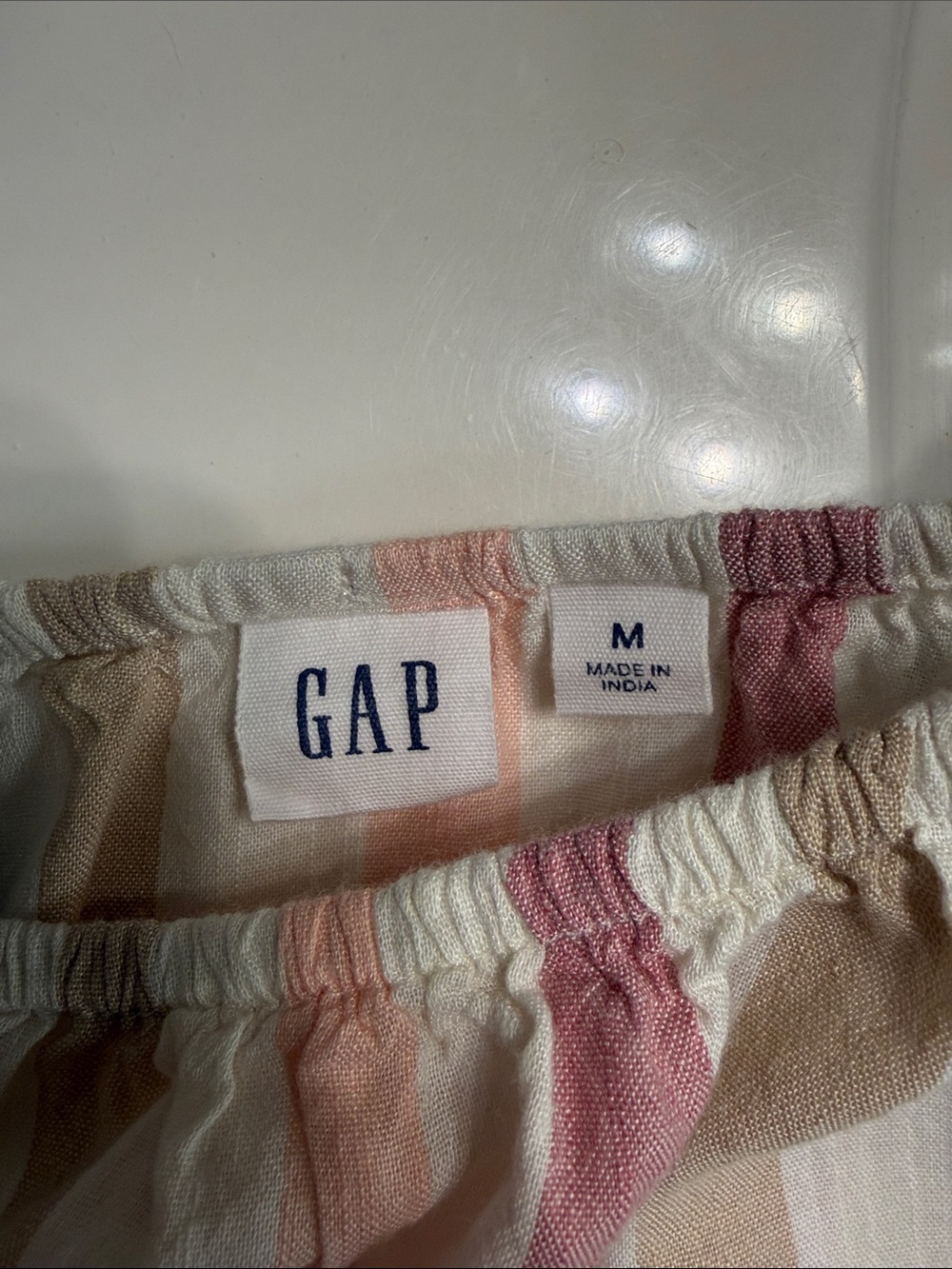 GAP Striped Pastel Peasant Blouse - Pink, Blue, Tan, Cream, White - Picture 3 of 5